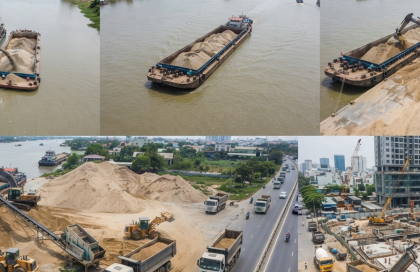 Chuỗi cung ứng cát từ khai thác xử lý đến vận chuyển và giao hàng